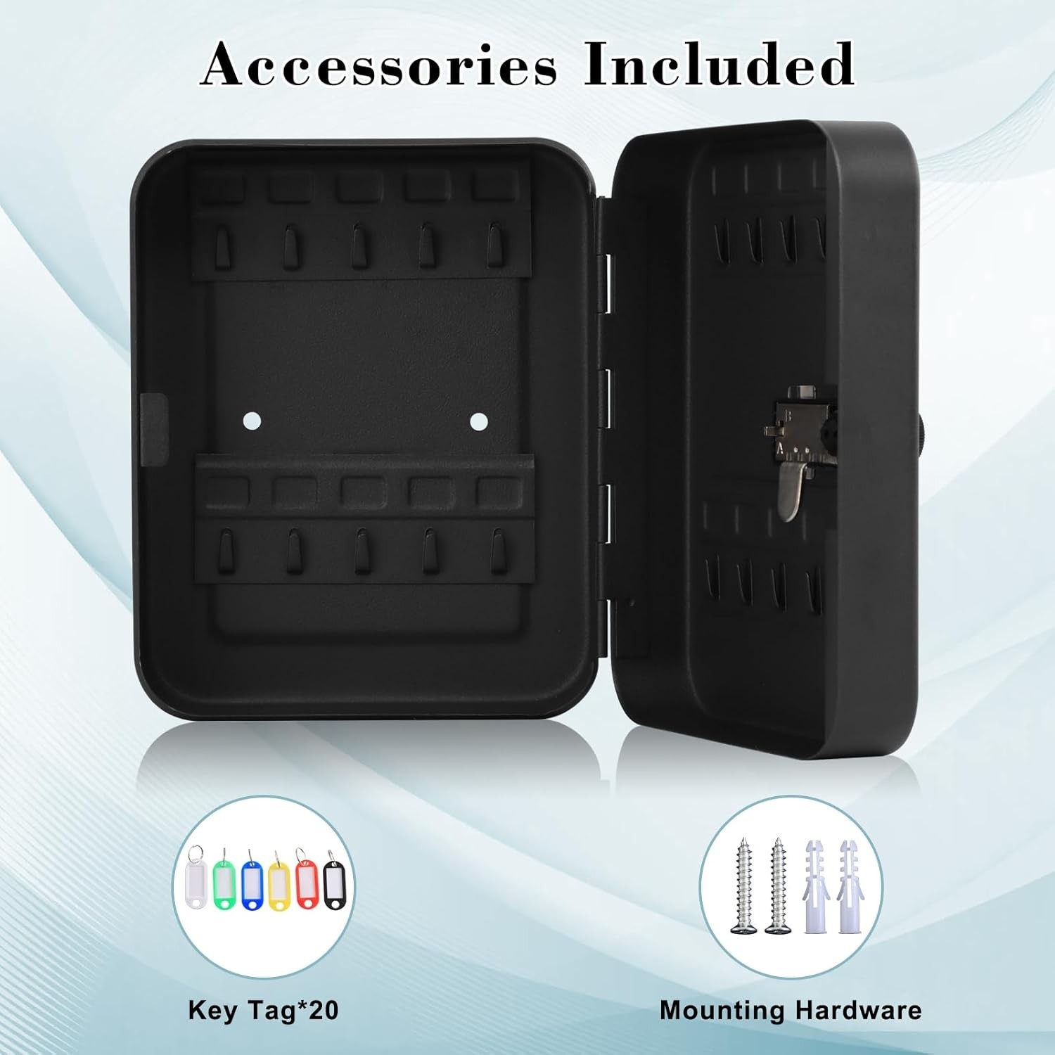 20-Key Storage Lock Box with Secure Combination Lock, Wall Mount Capability