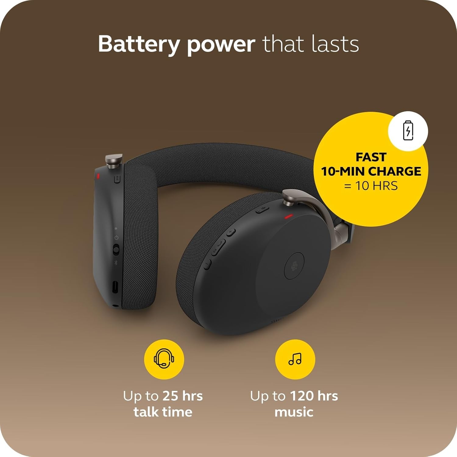 Jabra Evolve3 85 Over-Ear Wireless Bluetooth Headset with Microphone for Work, U