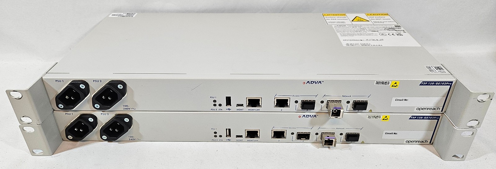 2 x Adva FSP 150-GE102Por, EFMH Fibre Channel Hub Switch, Network Switch