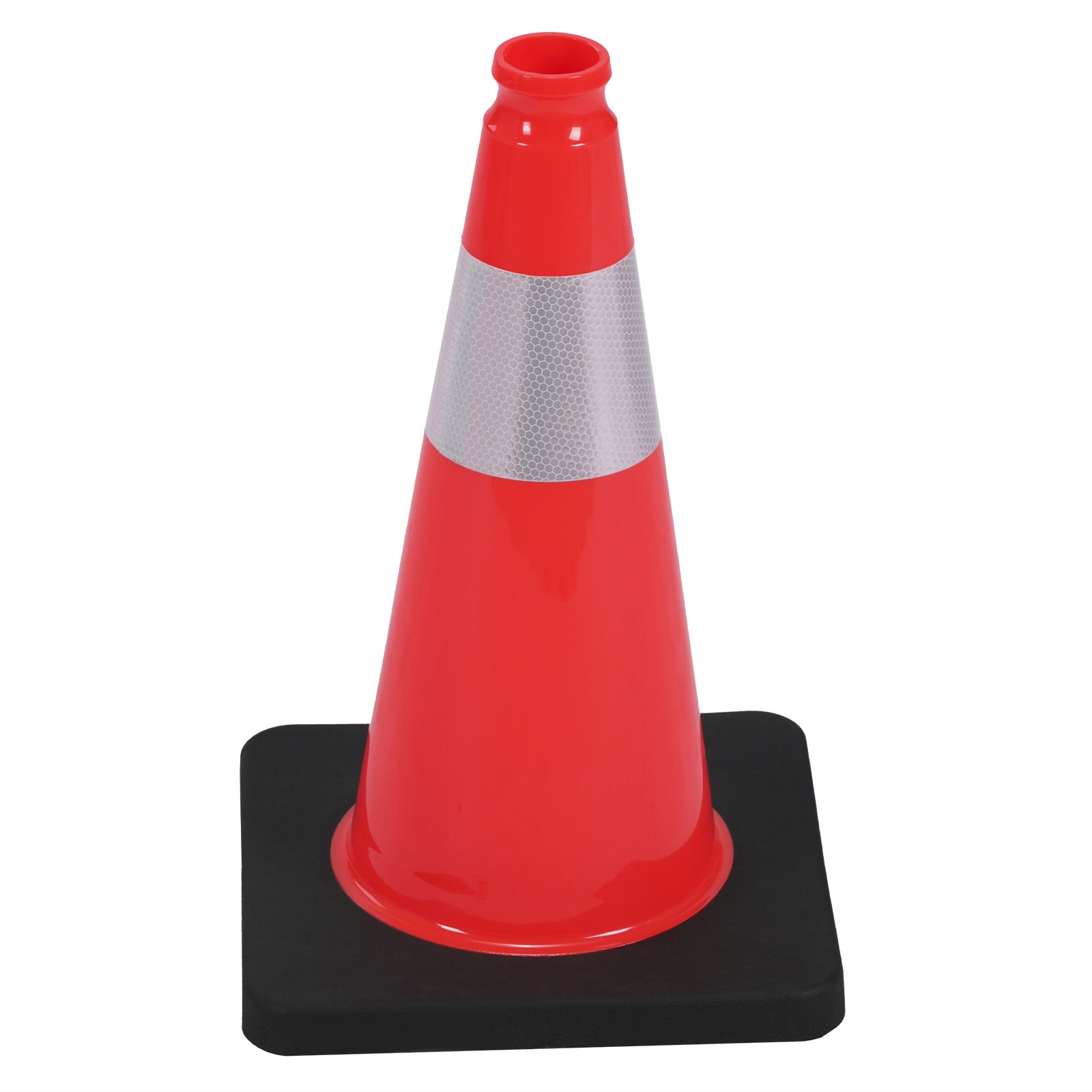 8 Pack 18 inch Orange PVC Traffic Cone with Reflective Collar and Black Base