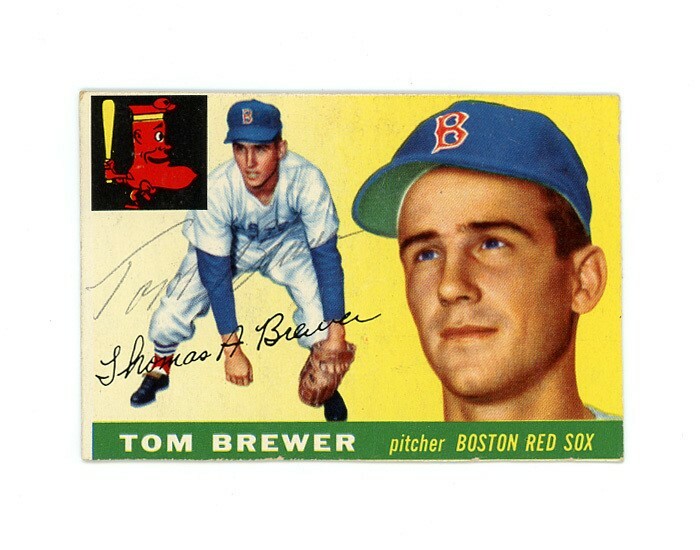 TOM BREWER signed 1955 TOPPS baseball card #83 RED SOX Rookie
