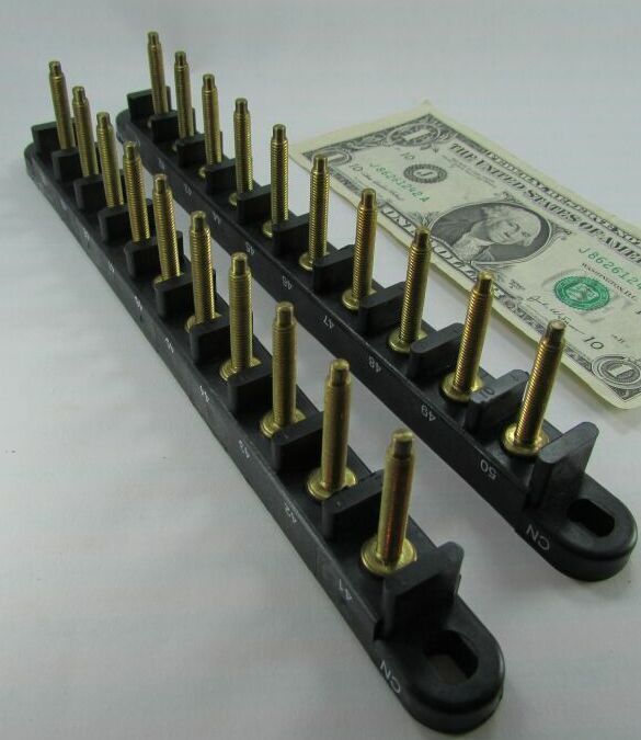 Lot 2 Brass Post Terminal Blocks, 10-Position Pole Junction Strips CB-767-10-05