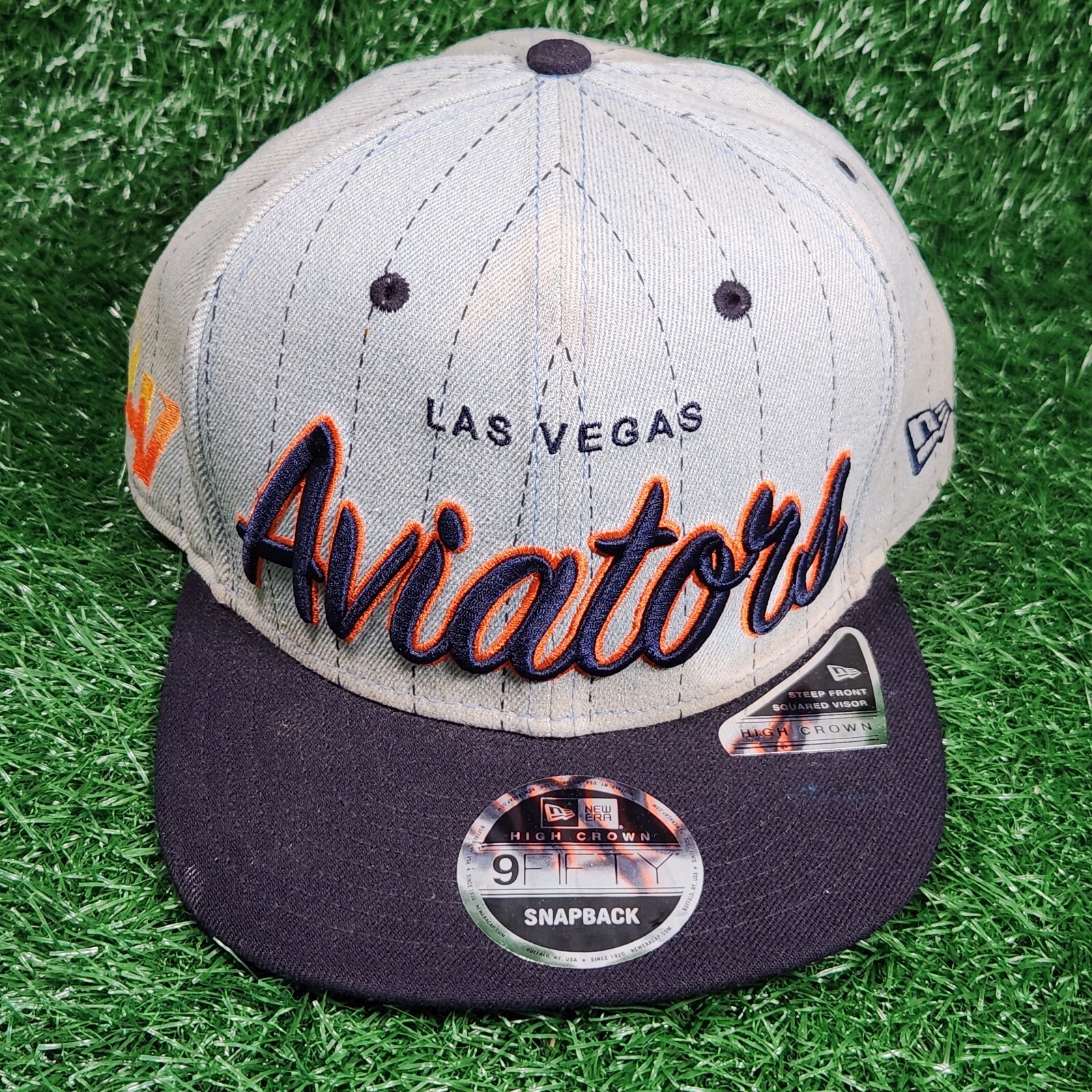 New Era 9FIFTY Las Vegas Aviators MLB Gray Striped Snapback Hat High Crown Cap