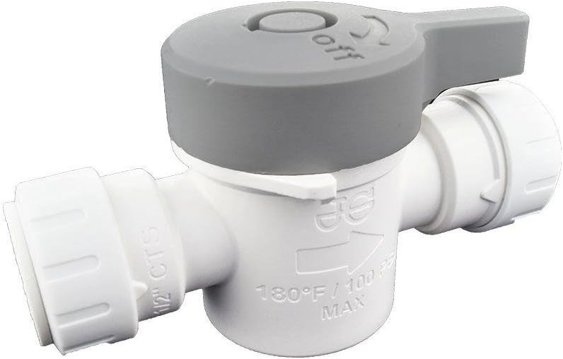 John Guest Speedfit 1/2 Inch CTS Shut-Off Valve Push to Connect PSEISV20P White