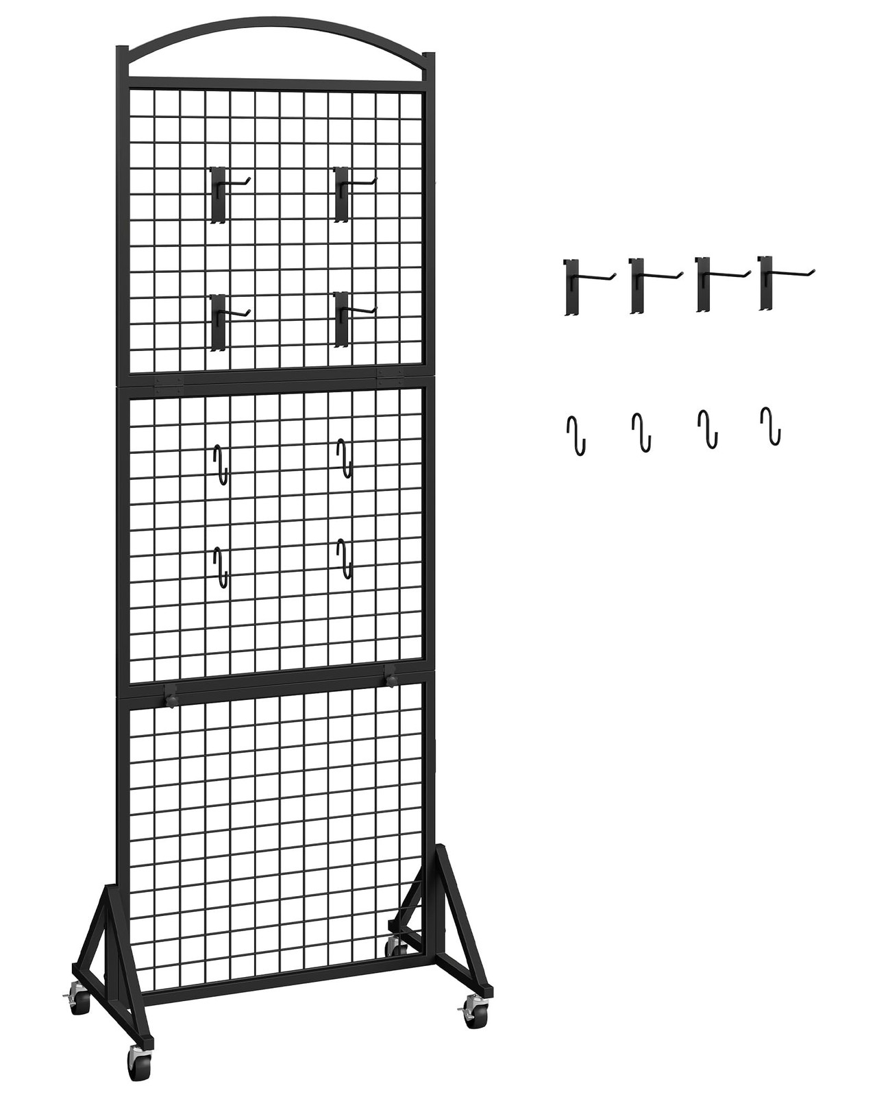 Foldable Grid Wall Panel 1.9' x 5.6' FT, Movable Gridwall Display Rack, Wire ...