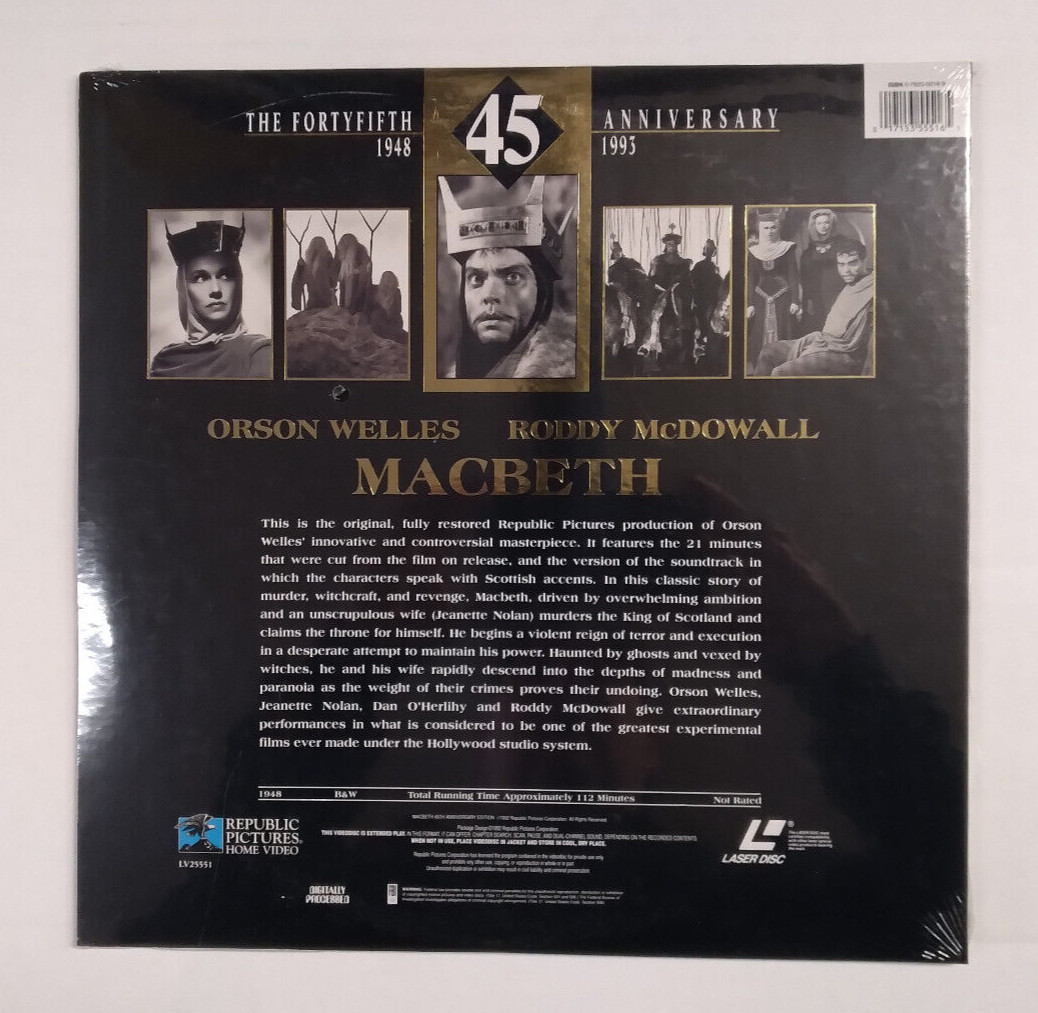 (Laserdisc) MACBETH / Orson Welles / Sealed