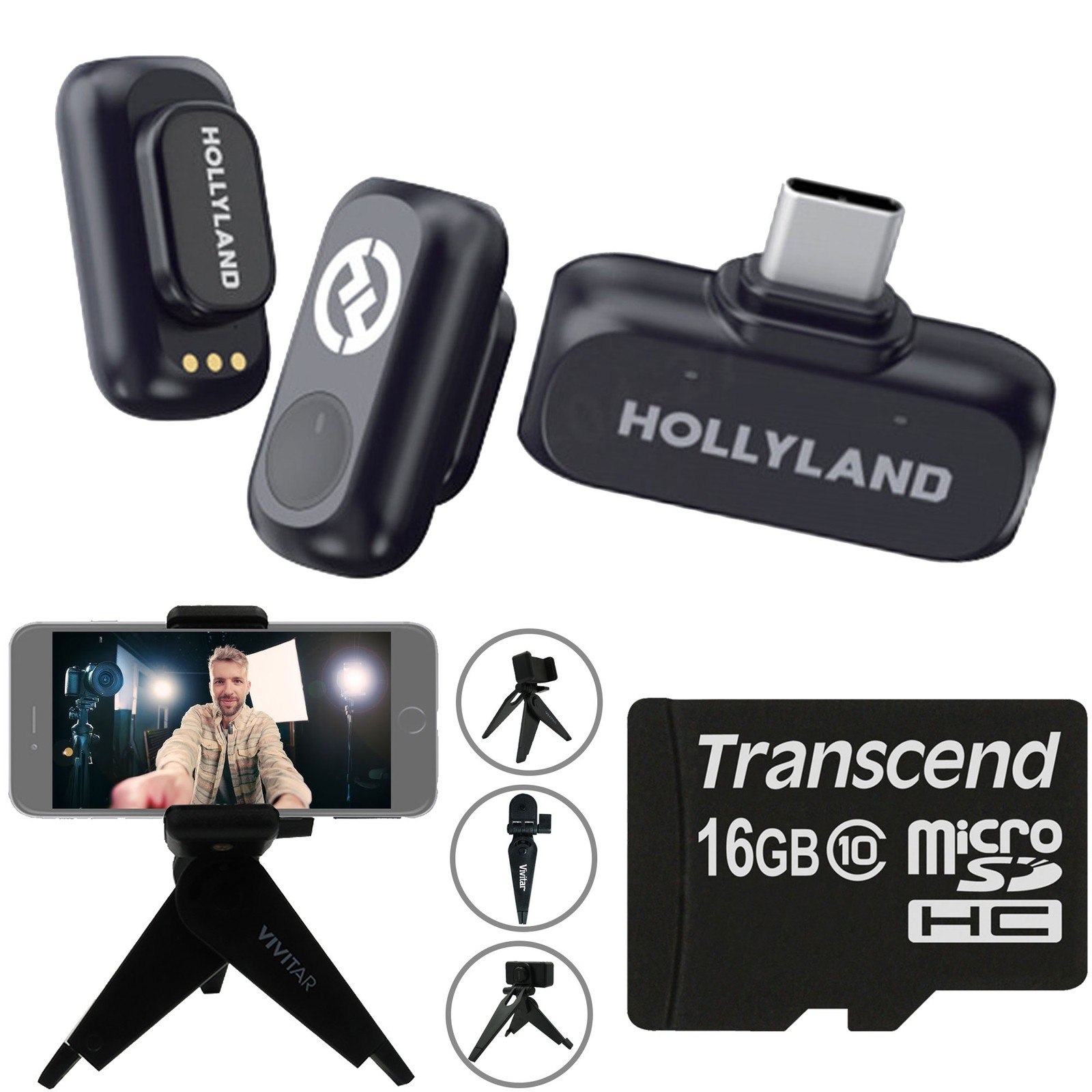Hollyland LARK A1 Mini Duo Wireless Mic System for Mobile Devices Video Bundle