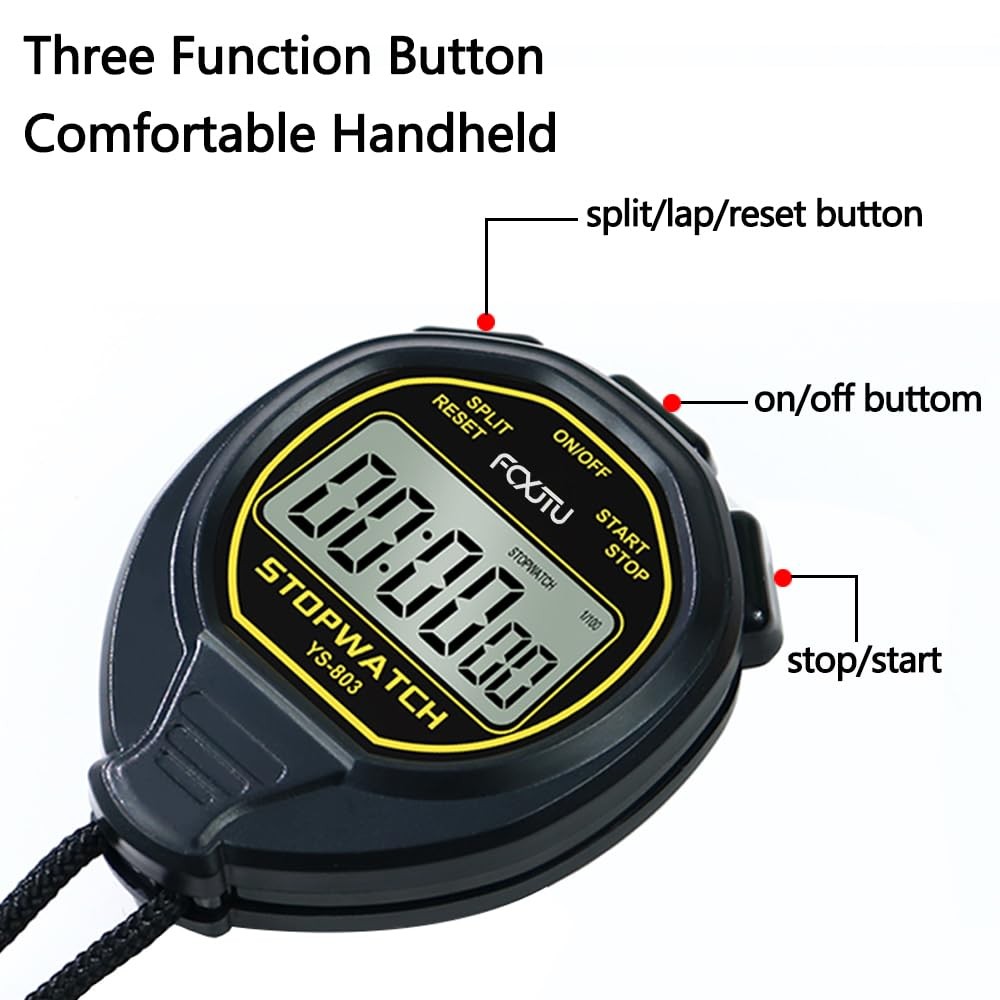 Digital Waterproof Stopwatch, No Bells No Whistles Simple Basic Operation Silent
