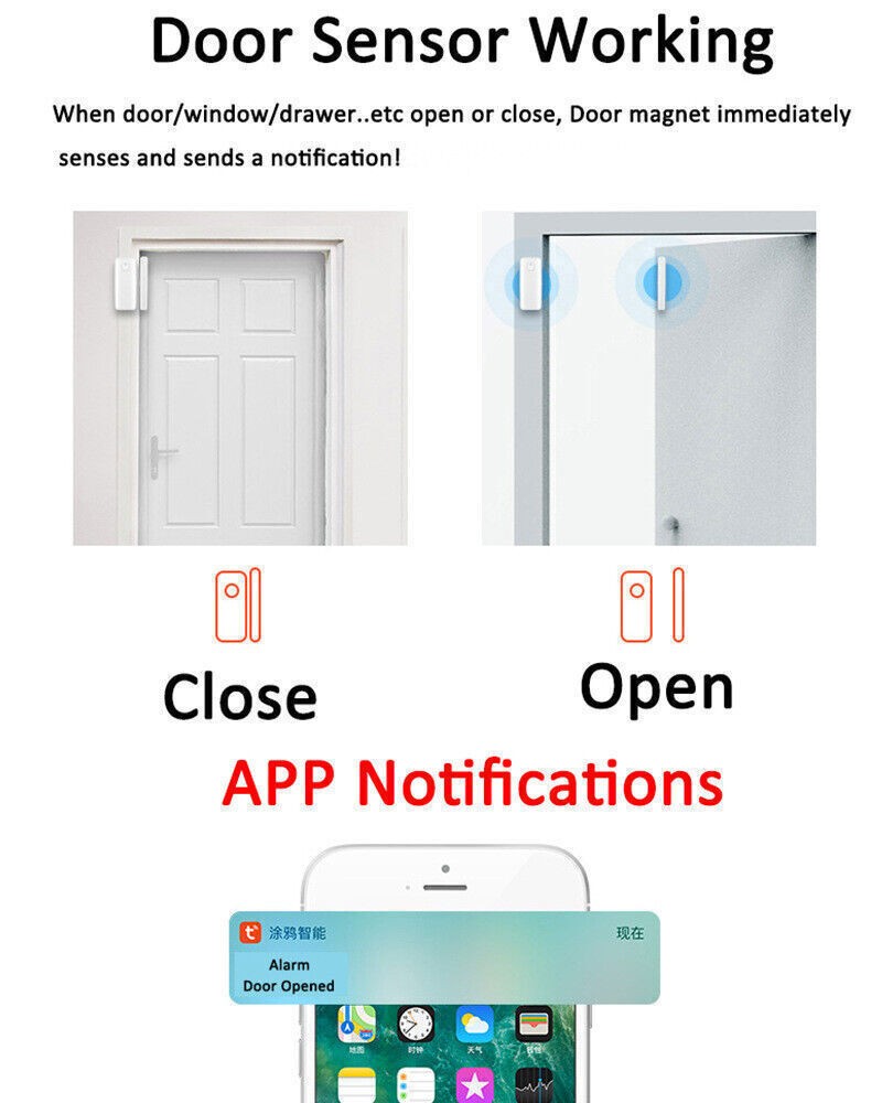 C06 TUYA APP WiFi Door Window Sensor Open/Close Burglar Alarm Security Detector