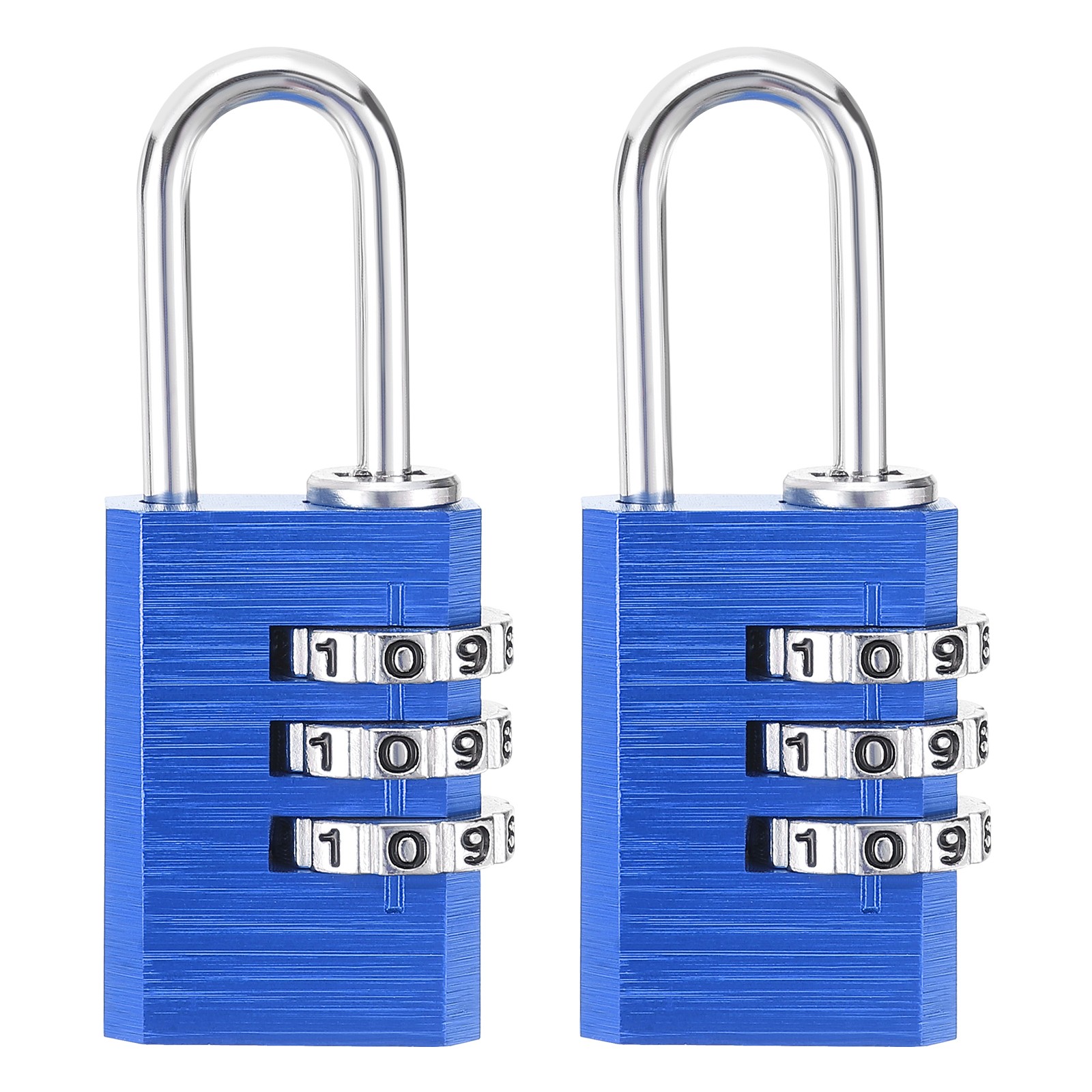 3 Digit Combination Lock,(H:2.2", Blue, 2pcs), Aluminum Anti-Rust Outdoor Lock