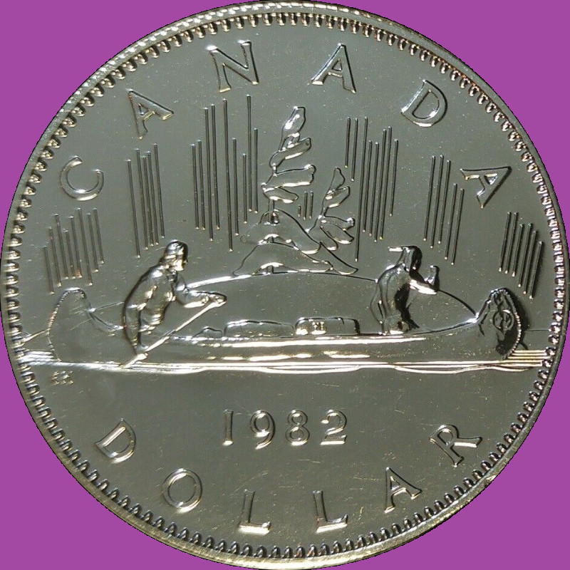 1982 Canada Voyageur PROOF-LIKE Nickel Dollar Coin. UNC $1
