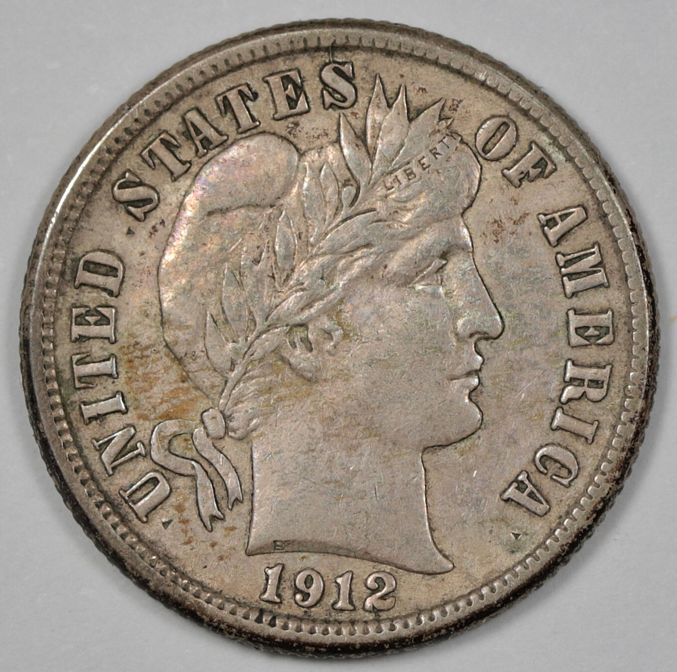 1912-d Barber Dime.  Golden Album Toning.  AU.  196938