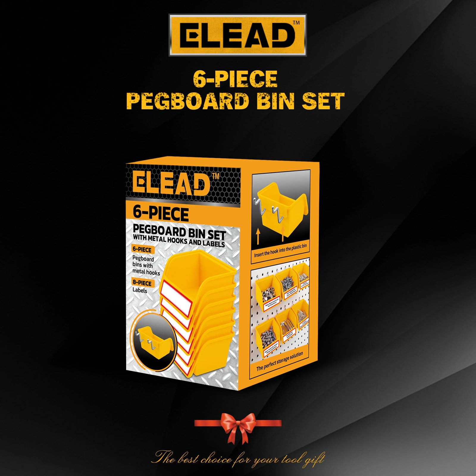 6Pack Pegboard Bins Parts Storage Tool Workbench Bins for Screws Nuts Bolts
