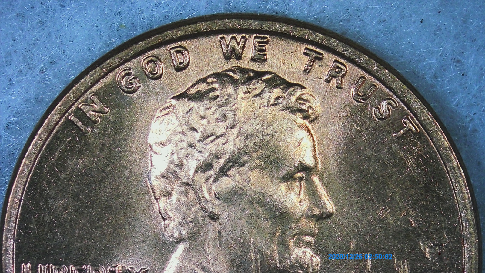 1976 Lincoln Penny Error Die Crack, Feeder/Strike thru Obverse  MS Uncirc Red BU