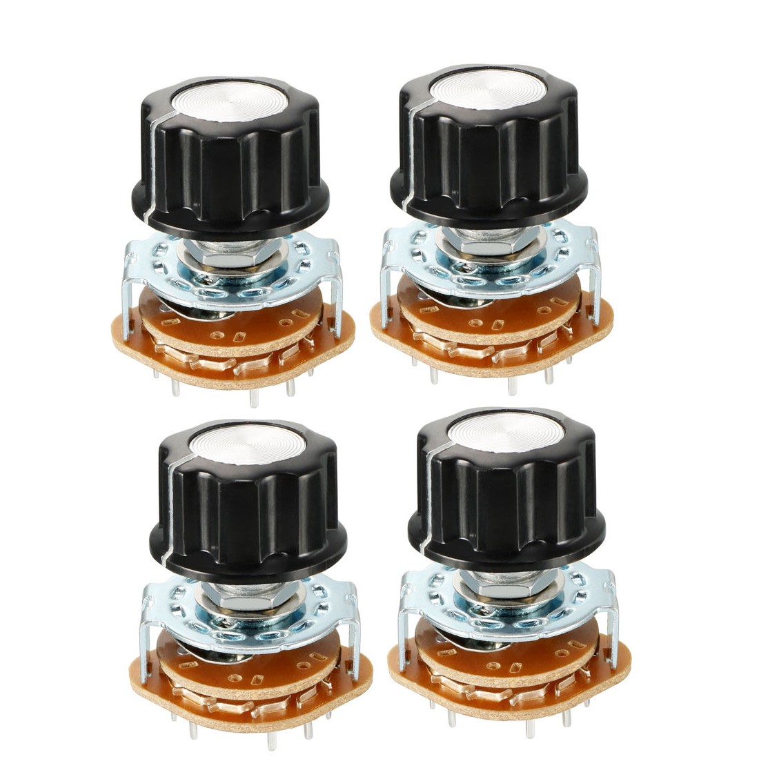 4 Pcs 2P6T 2 Pole 6 Throw Band Channel Rotary Switch Selector For Radio 1 Deck