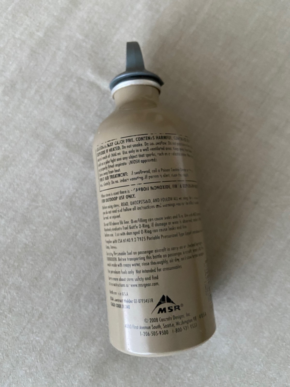 MSR Fuel Bottle 11 oz Military Tan US SOCOM Navy SEAL NSW