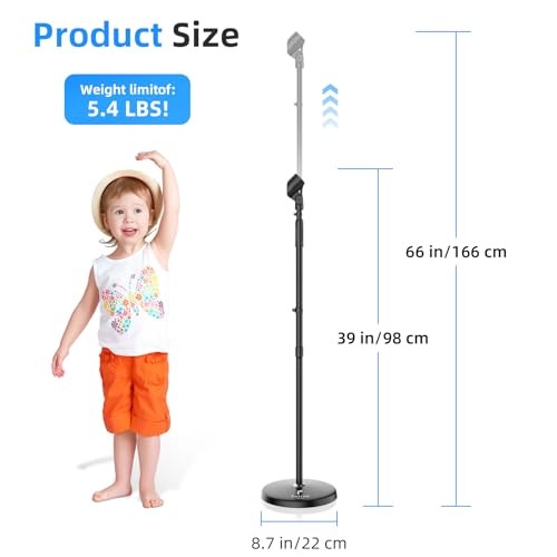 Microphone Stand Mic Floor Stand, Adjustable Height from 39" to 66", 180°
