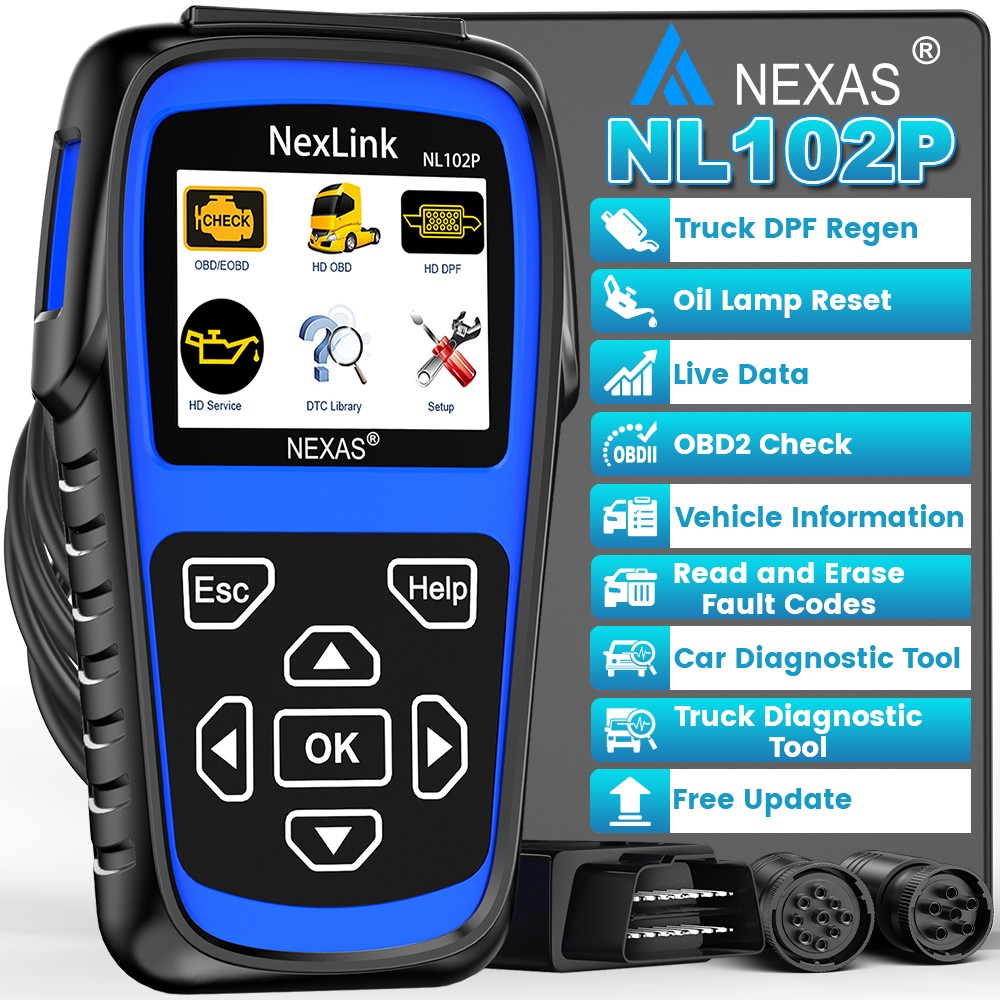 NEXAS NL102P 24V Diesel Heavy Duty Truck Diagnostic Scanner DPF Regen Oil Reset