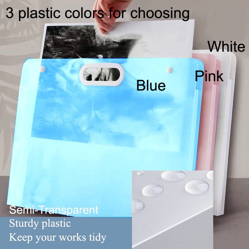 2pcs Plastic Art Portfolio Bag 17.32x13.22inch and 12.99x11inch Arts Storage ...