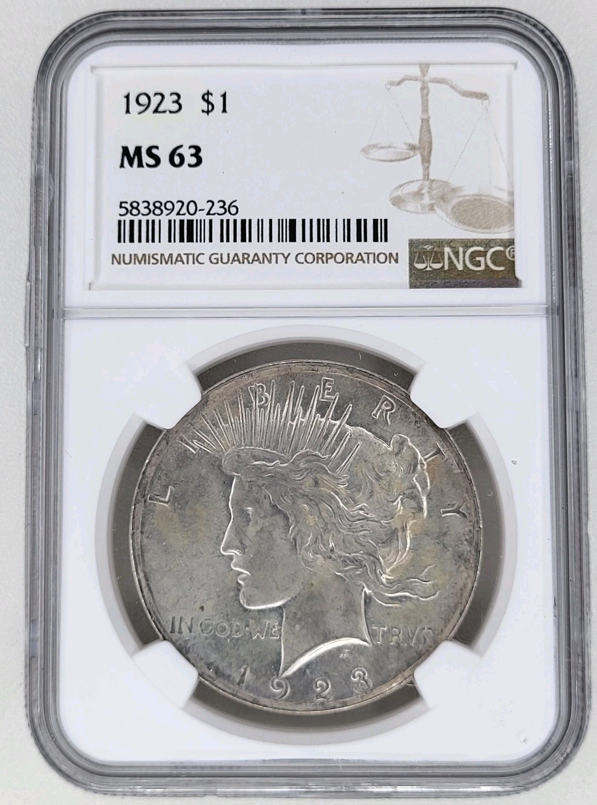 1923 Peace Silver Dollar NGC MS 63 US Mint $1 Coin 5838920-236
