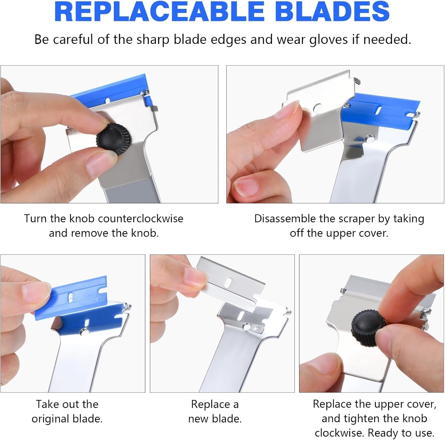 Giramika Razor Blade Scraper Tool with 20 Extra Replacement Blades (Metal & Plas