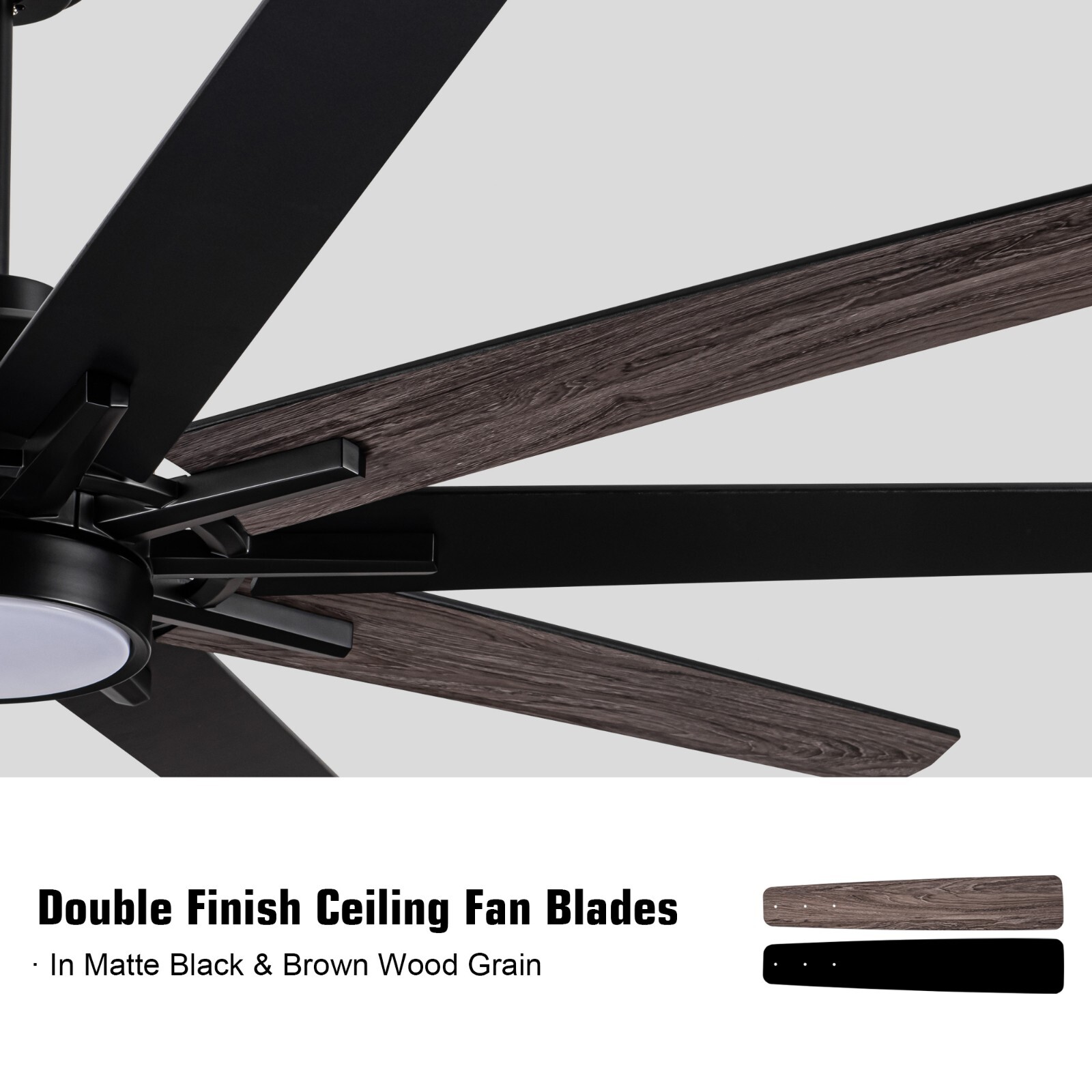 72'' Integarted LED Large Black Double Finish Ceiling Fan with Remote Control