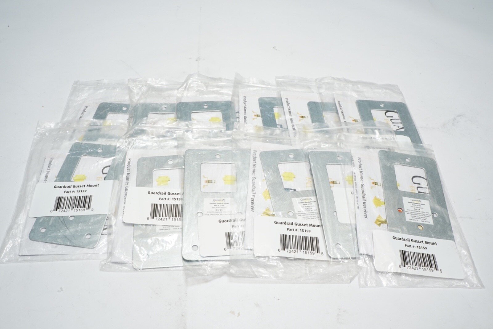 New Lot of 12 Guardian 15159 Steel Guardrail Receiver Gusset Mount 3” x 5-1/2”