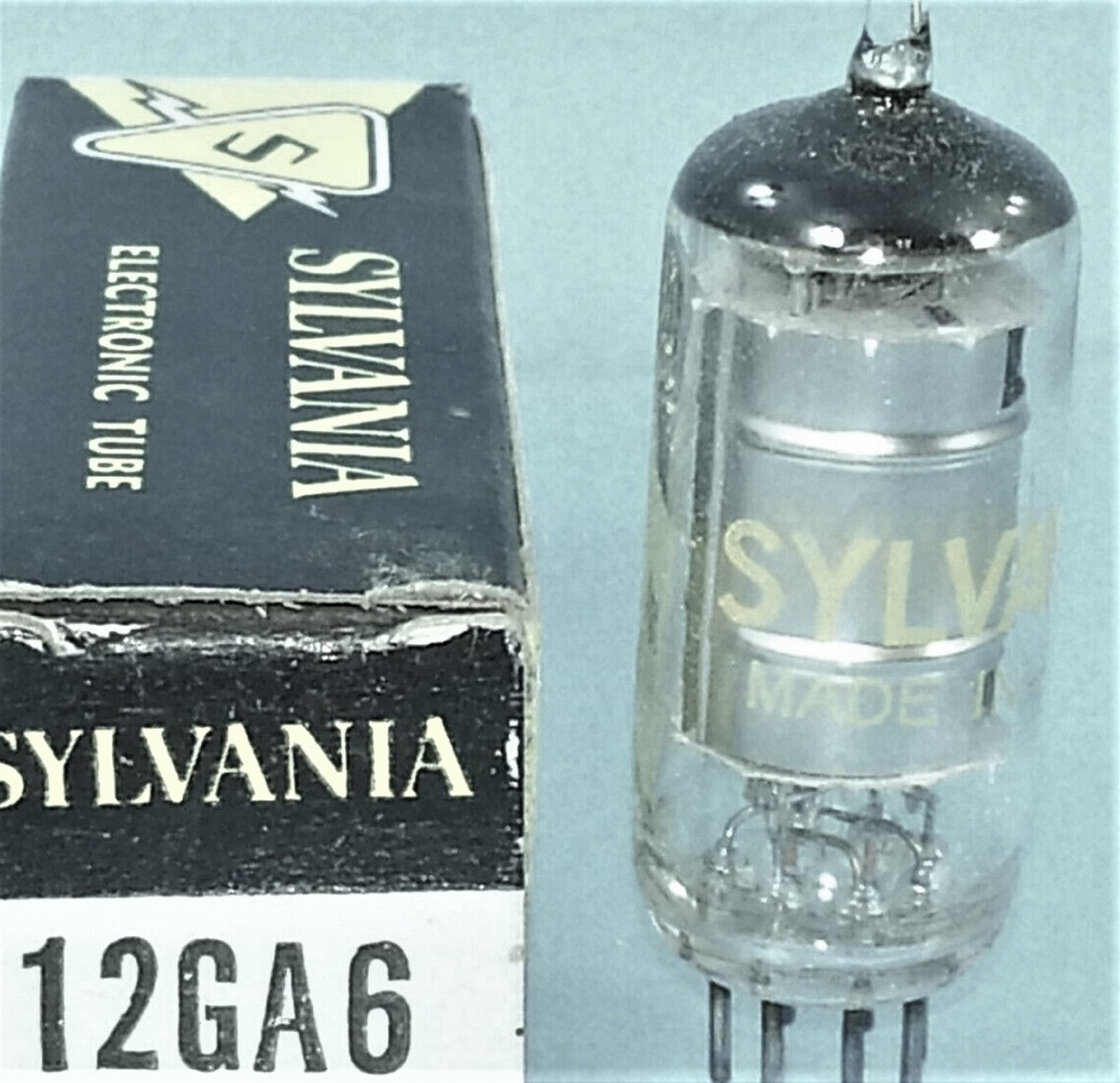 12GA6 TUBE SYLVANIA NIB TESTED & BOXED VINTAGE COMMERCIAL SURPLUS