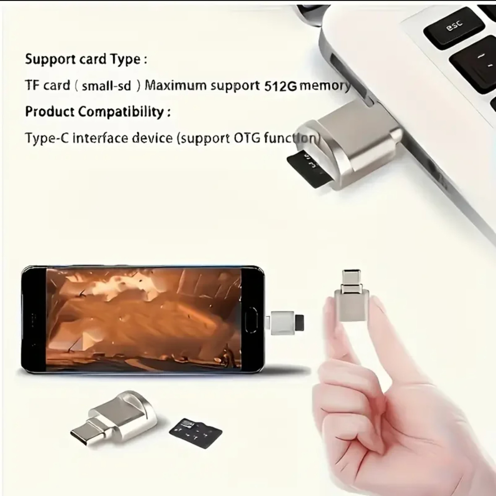 2-Pack Type C Micro SD Card Reader OTG USB C Adapter for iPhone 15/16Pro MacBook