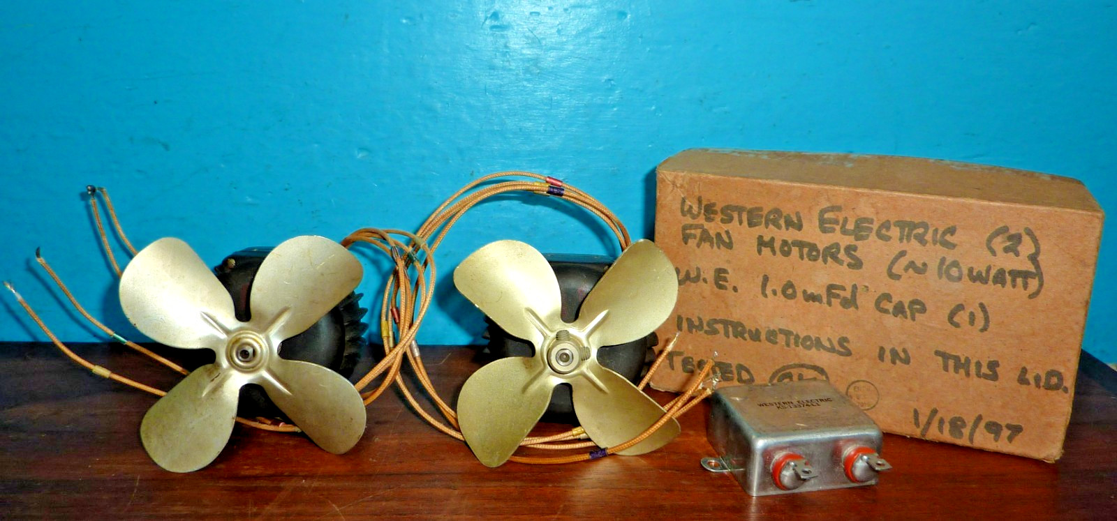 2 Western Electric Blower Fans KS-401R w/ Run Capacitor & Schematic