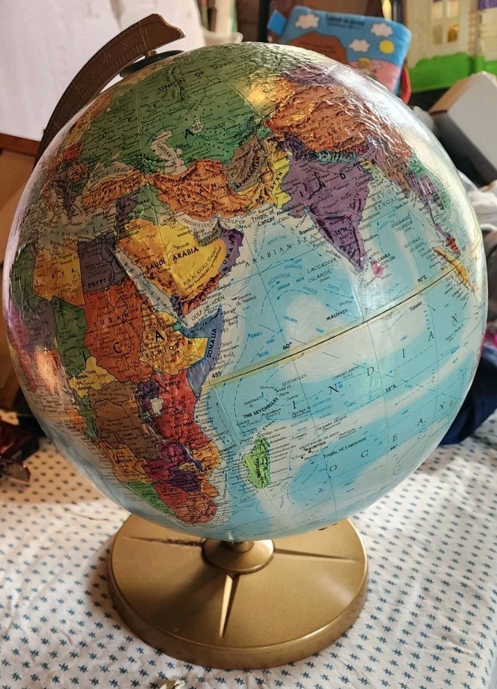 Vtg Replogle 12” World Nation Series Globe Raised mid-century map Texture USSR