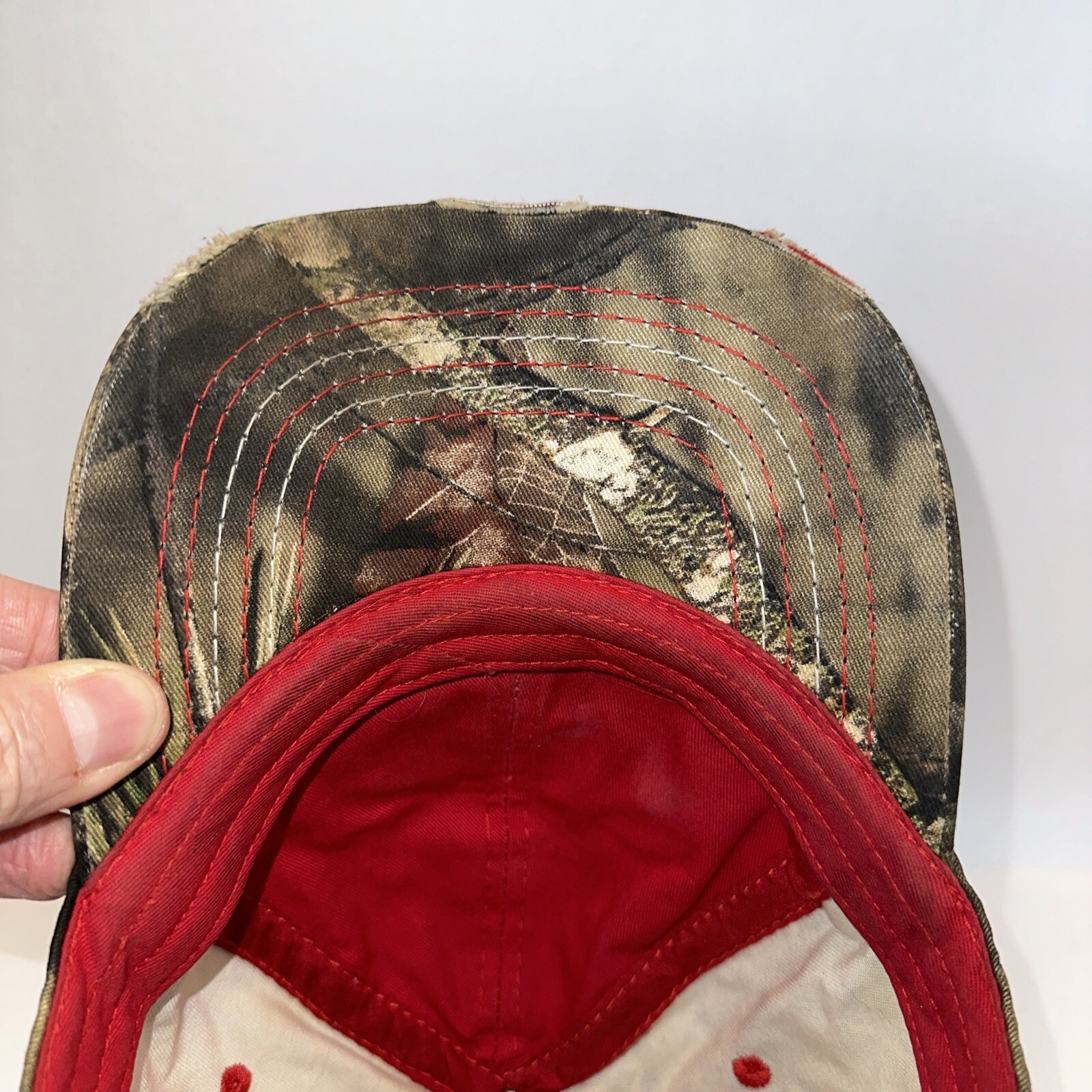 Camouflage Distressed Greens Red White Hat Cap White American Flag Patch