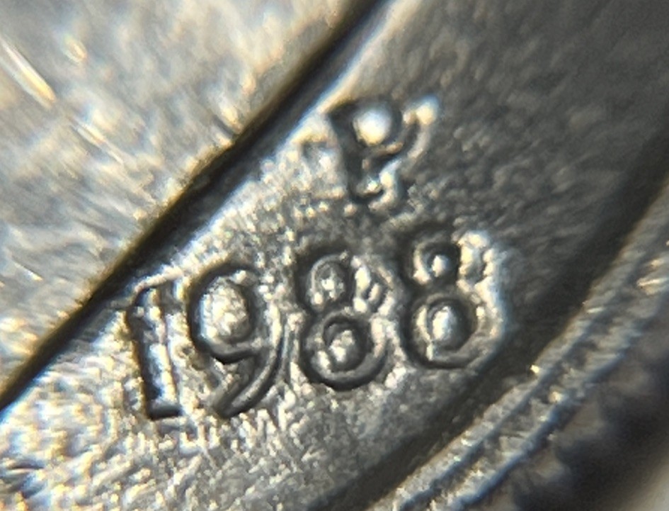 1988 P Roosevelt Dime Errors Strike Through Grease DDO Uncirculated #4