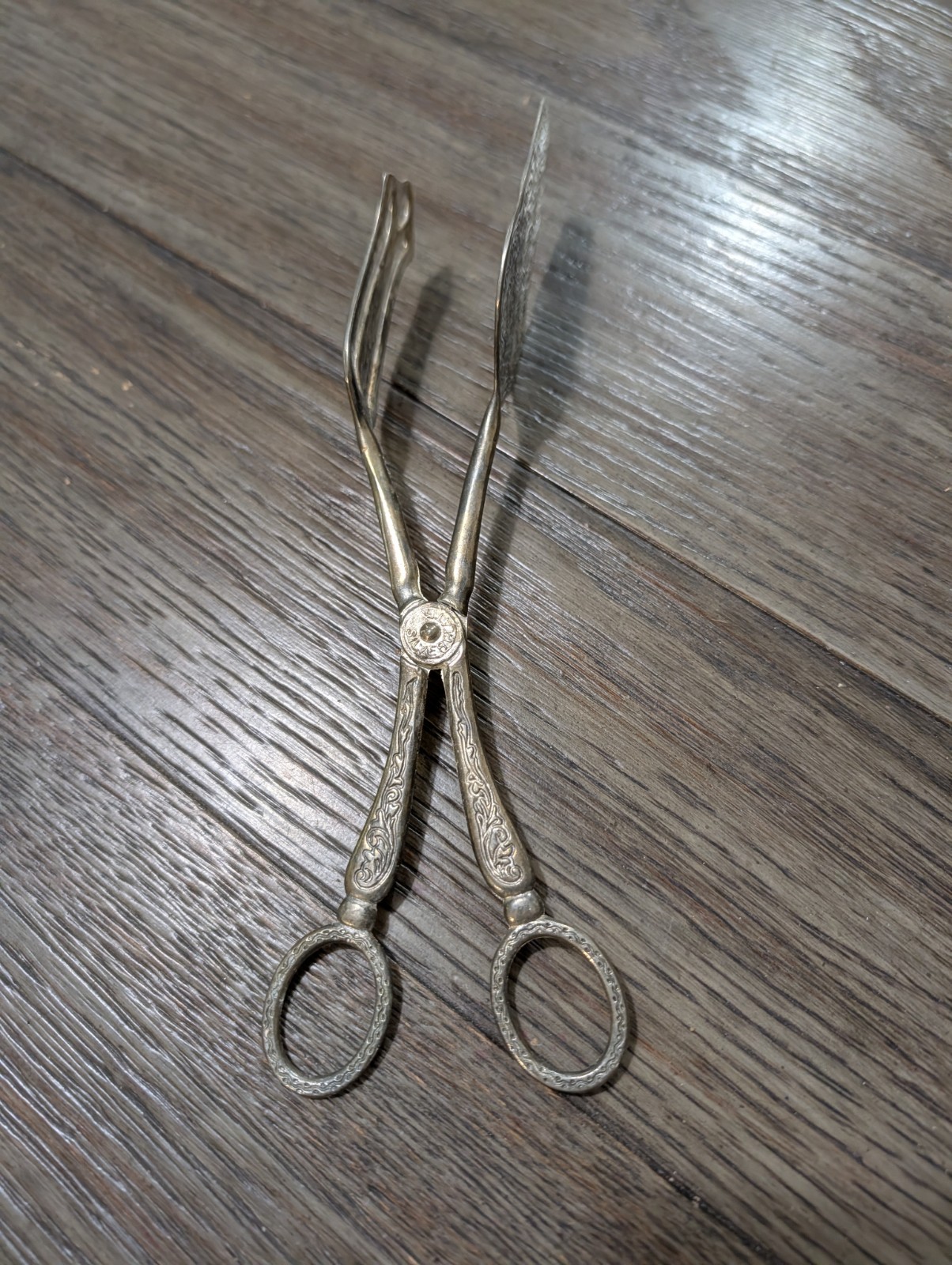 Vtg Silverplated Spatula Tongs Scissor Etched Pastry Server