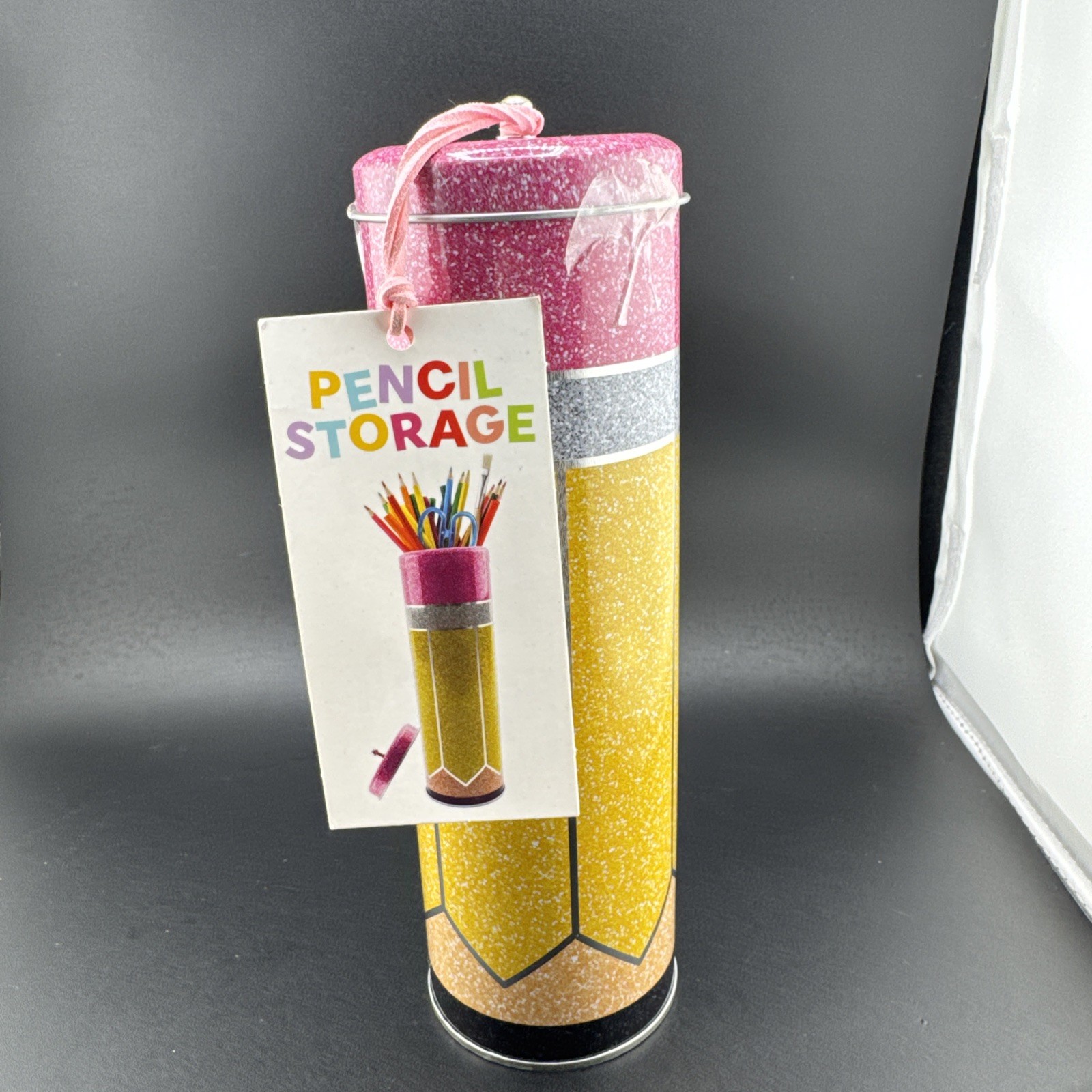 Colorful 8” Inch Pencil Tin Storage With Lid Unisex Desk Organizer