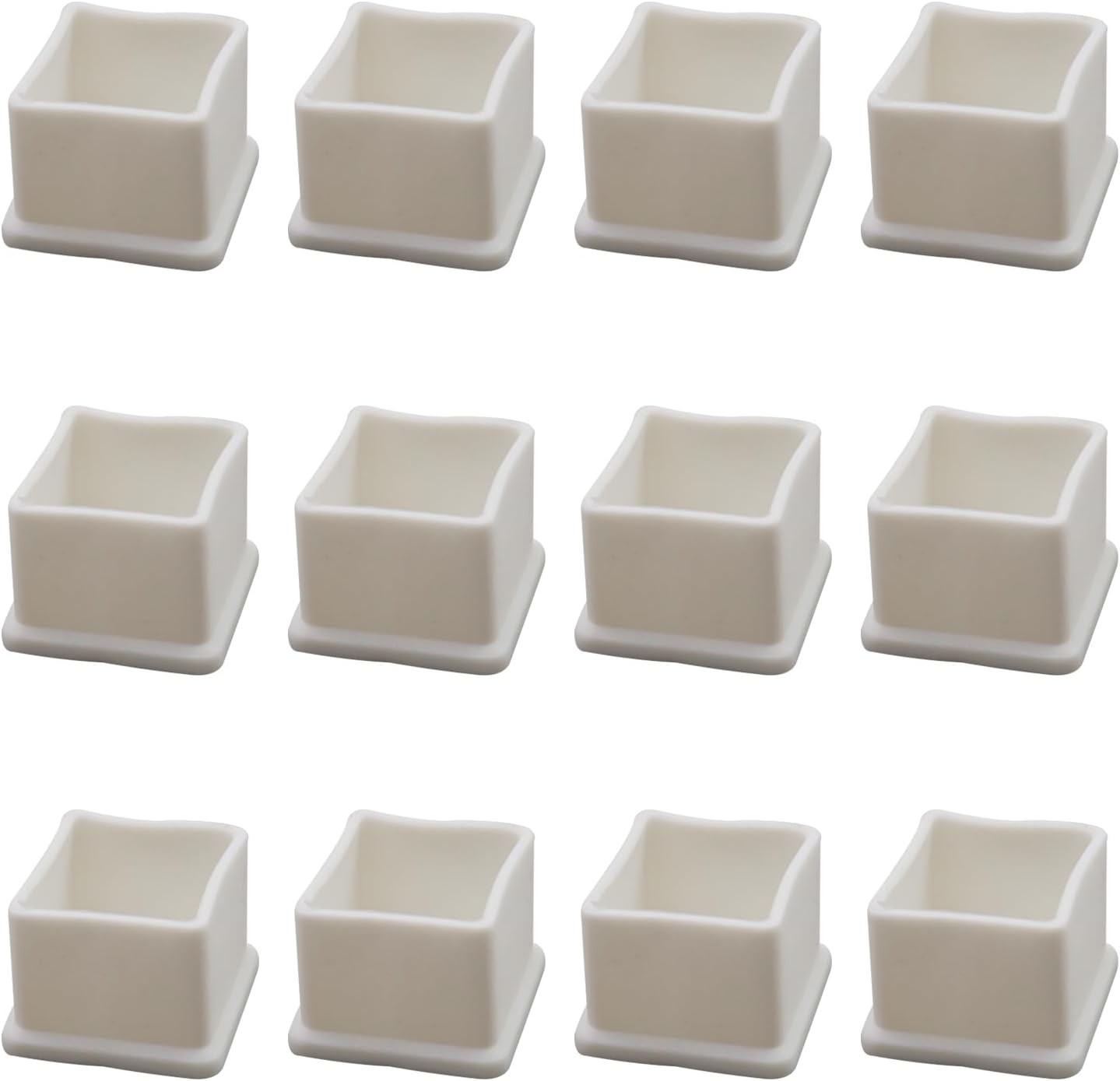 12PCS White Furniture Pads,1" X 1" Rubber PVC Furniture Leg Caps,Table Chair Leg