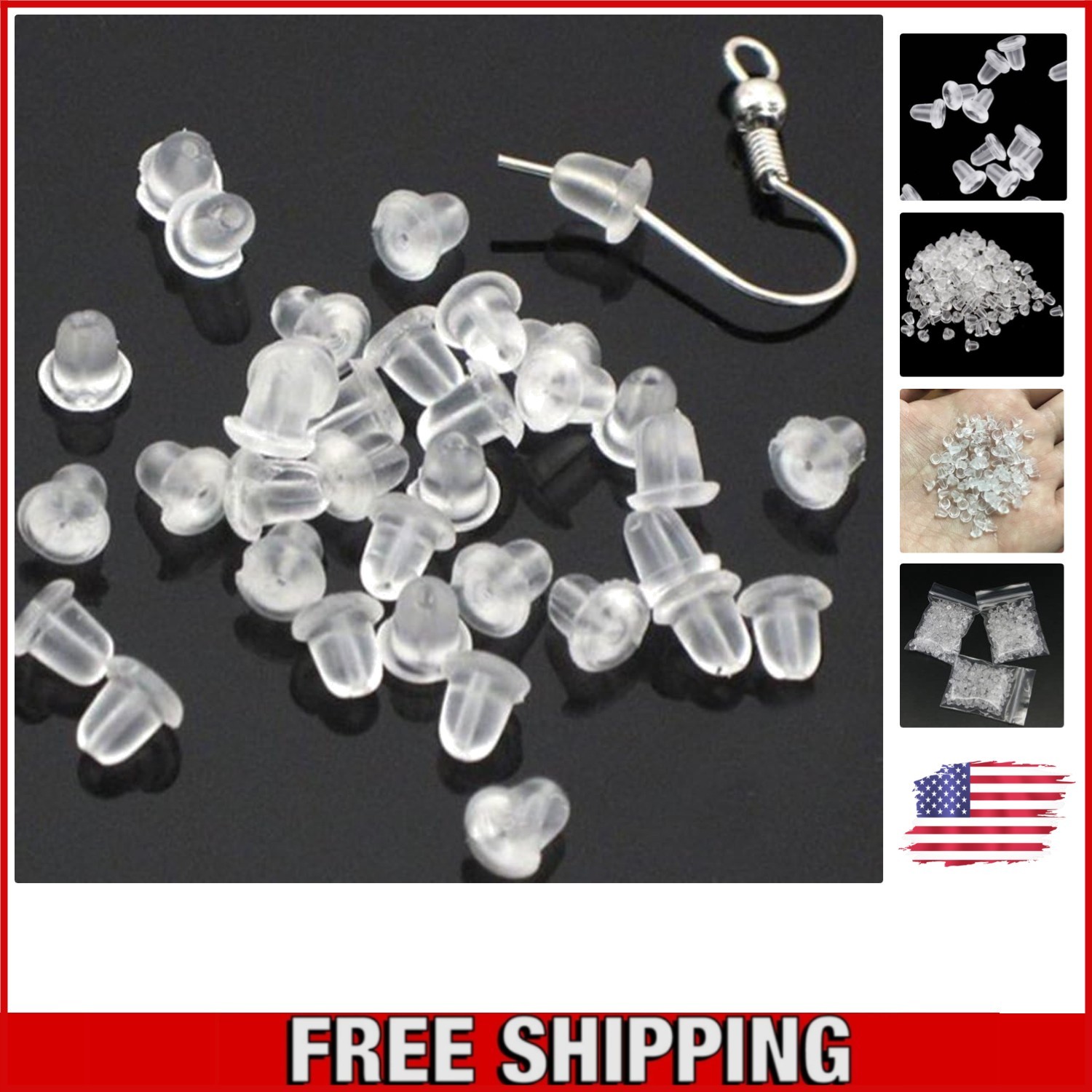 500 Safety Earring Backs | Clear Rubber Clutches for Comfortable Earring Use
