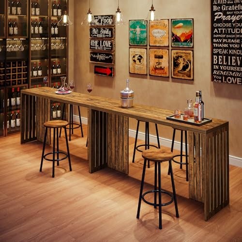 Tribesigns Bar Table, 63-Inch Counter Height Pub Table, Industrial Rustic Brown