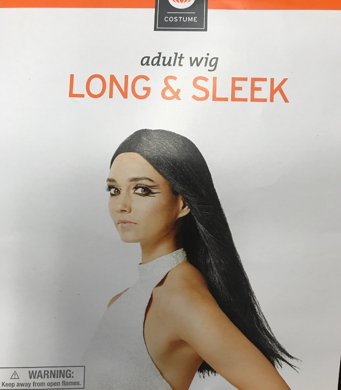 Women’s Adult Black Wig Long & Sleek Halloween Costume dress up Photo Booth Prop