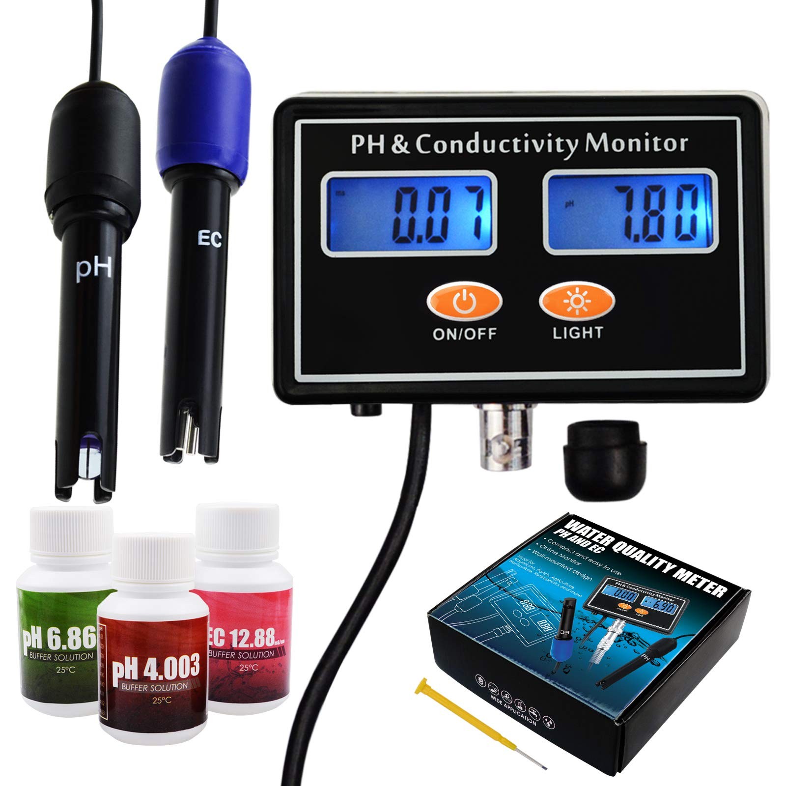 pH/EC Conductivity Meter with ATC Water Quality Tester 0.0-14.0pH Ph/Ec