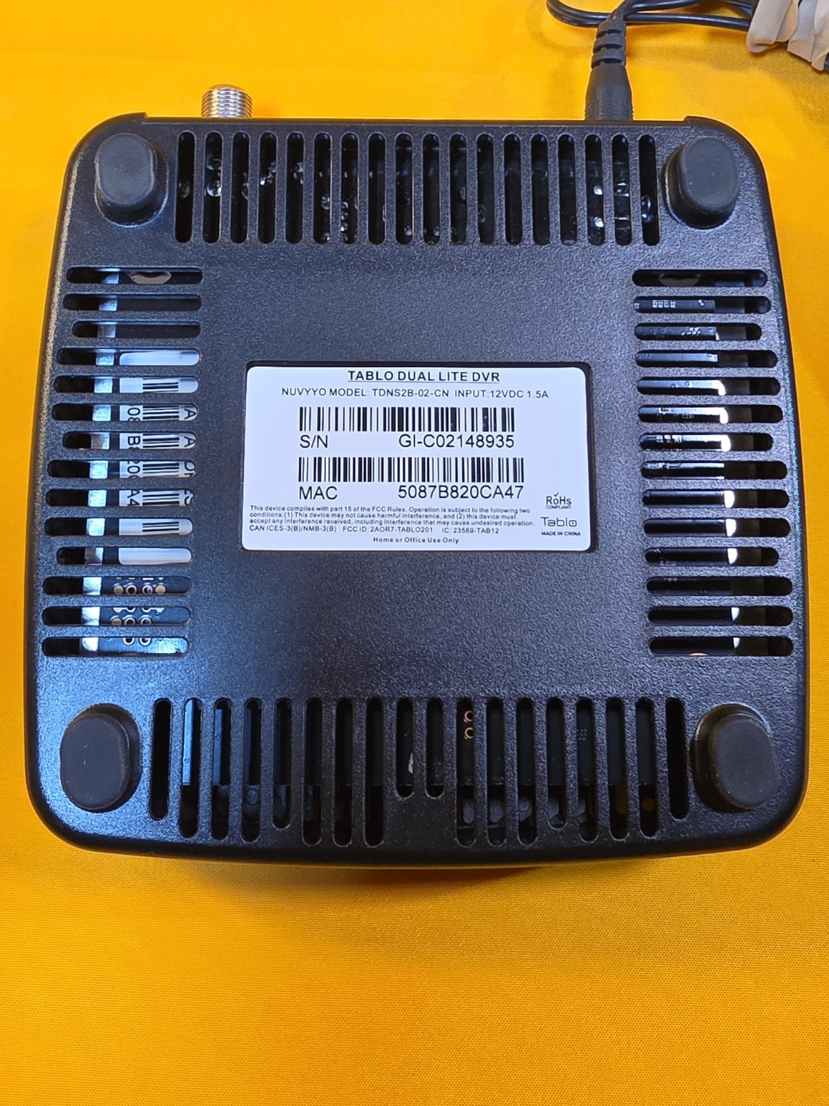 Tablo Dual Lite DVR Model TDNS2B-02-CN