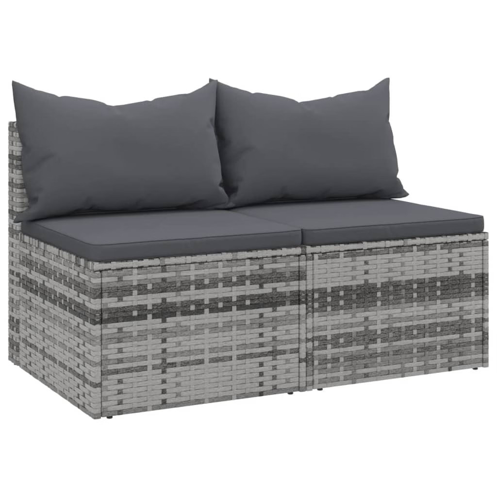 Garden Middle Sofa Grey PE rattan, powder-coated steel Medium