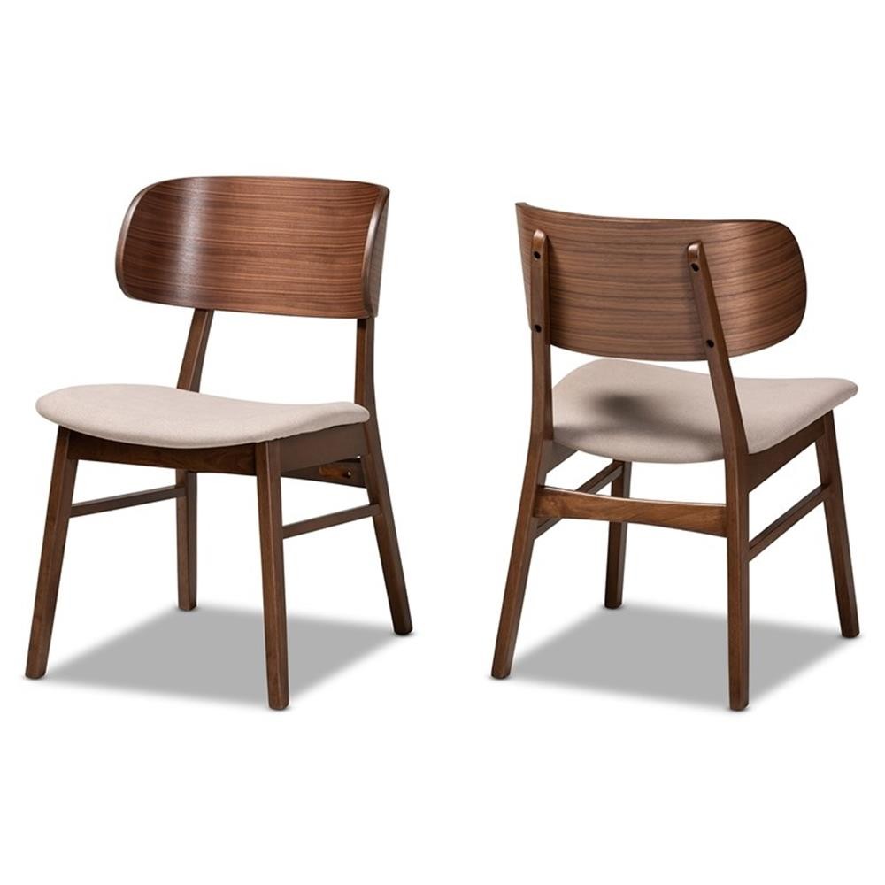 Bowery Hill Beige and Brown Finished Wood 2-Piece Dining Chair Set