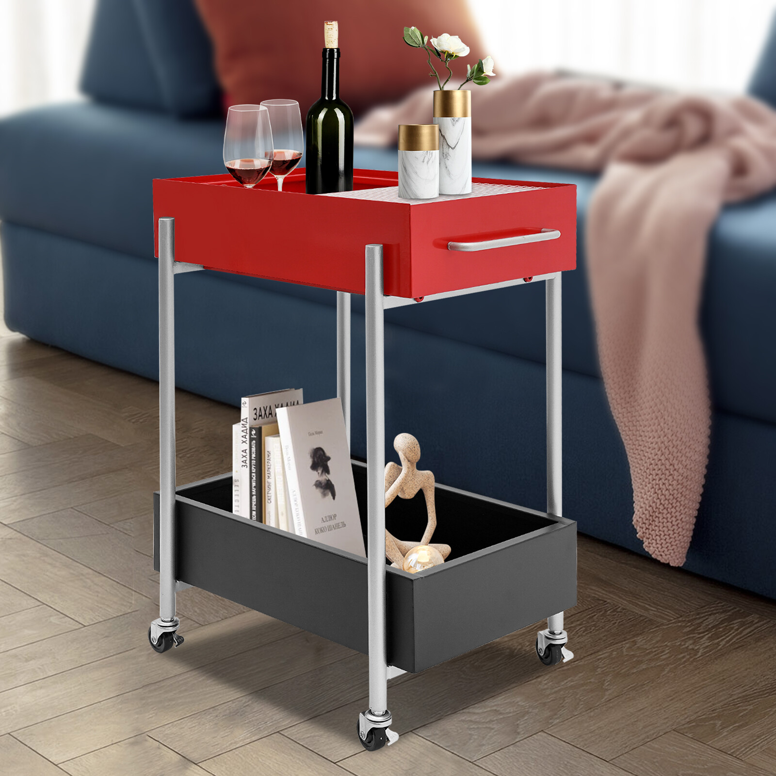 3 Tier Storage Trolley Cart Kitchen Bathroom Rolling Rack Mobile Serving Trolley