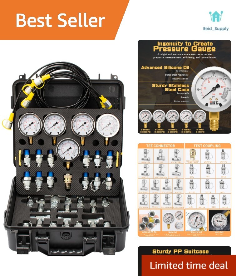 Hydraulic Pressure  Kit for Excavator, Includes 13 Couplings & 14 Tee Con...