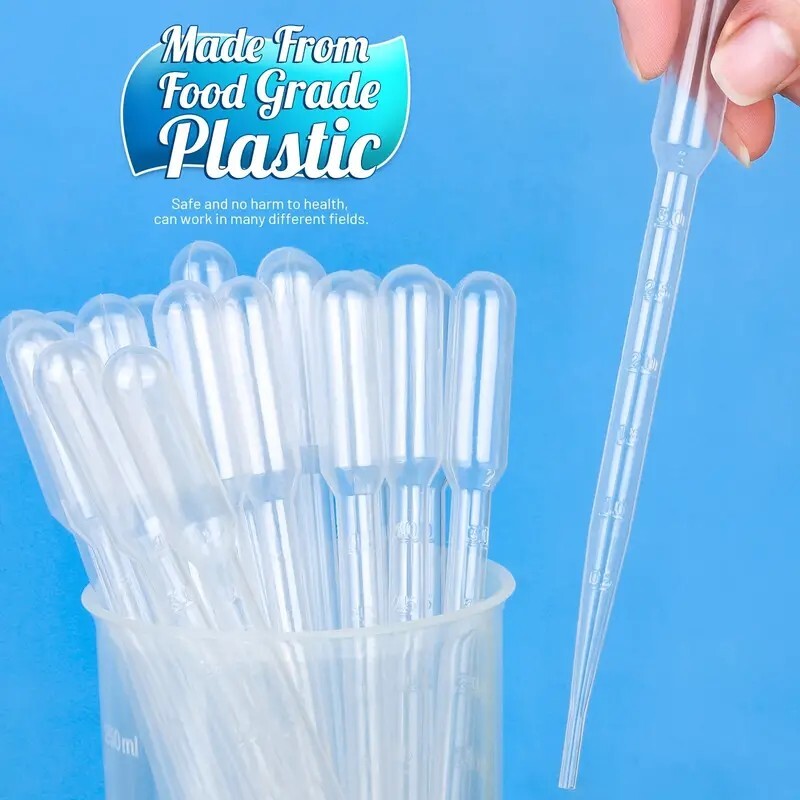 5pcs 3ml Durable Graduated Dropper,Disposable Plastic Transfer Pipettes - QTY5