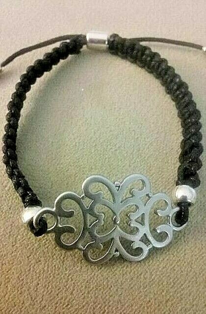 Macramé and Pewter Butterfly Bracelet