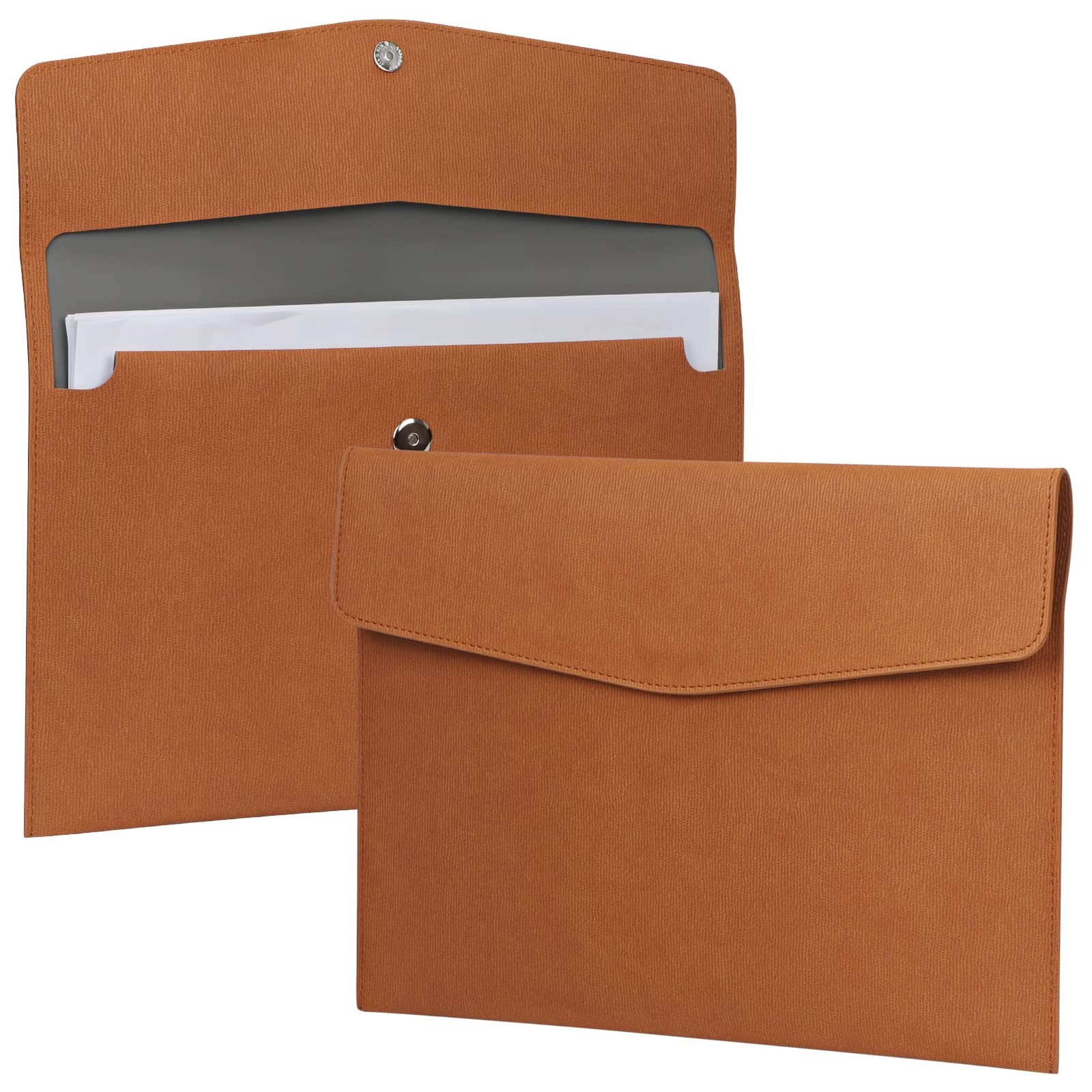 File Folder, PU Leather A4 Document Holder File Organizer Filing Envelope Por...