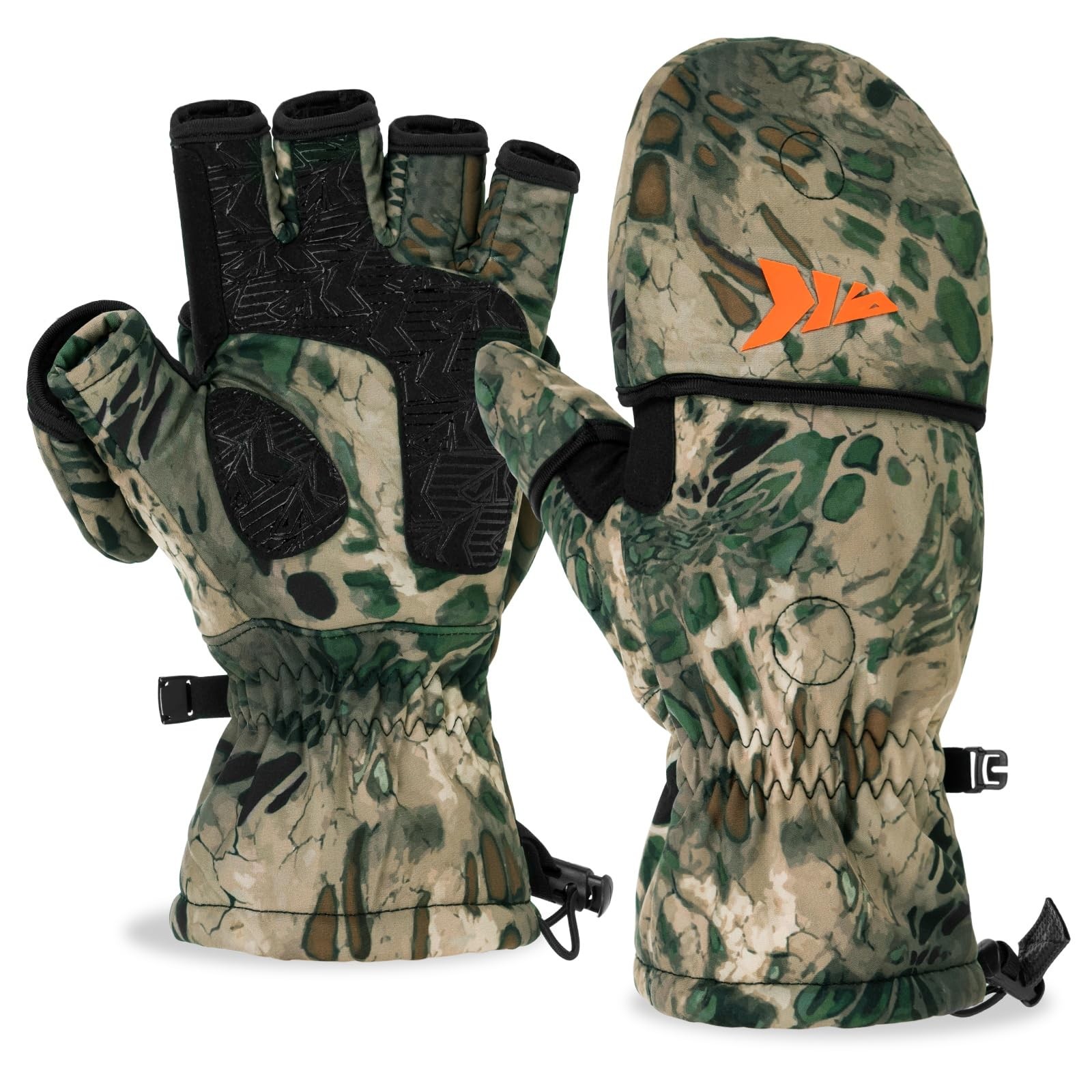 KastKing PolarBlast Convertible Ice Fishing Gloves - Cold Weather Mittens and Fi