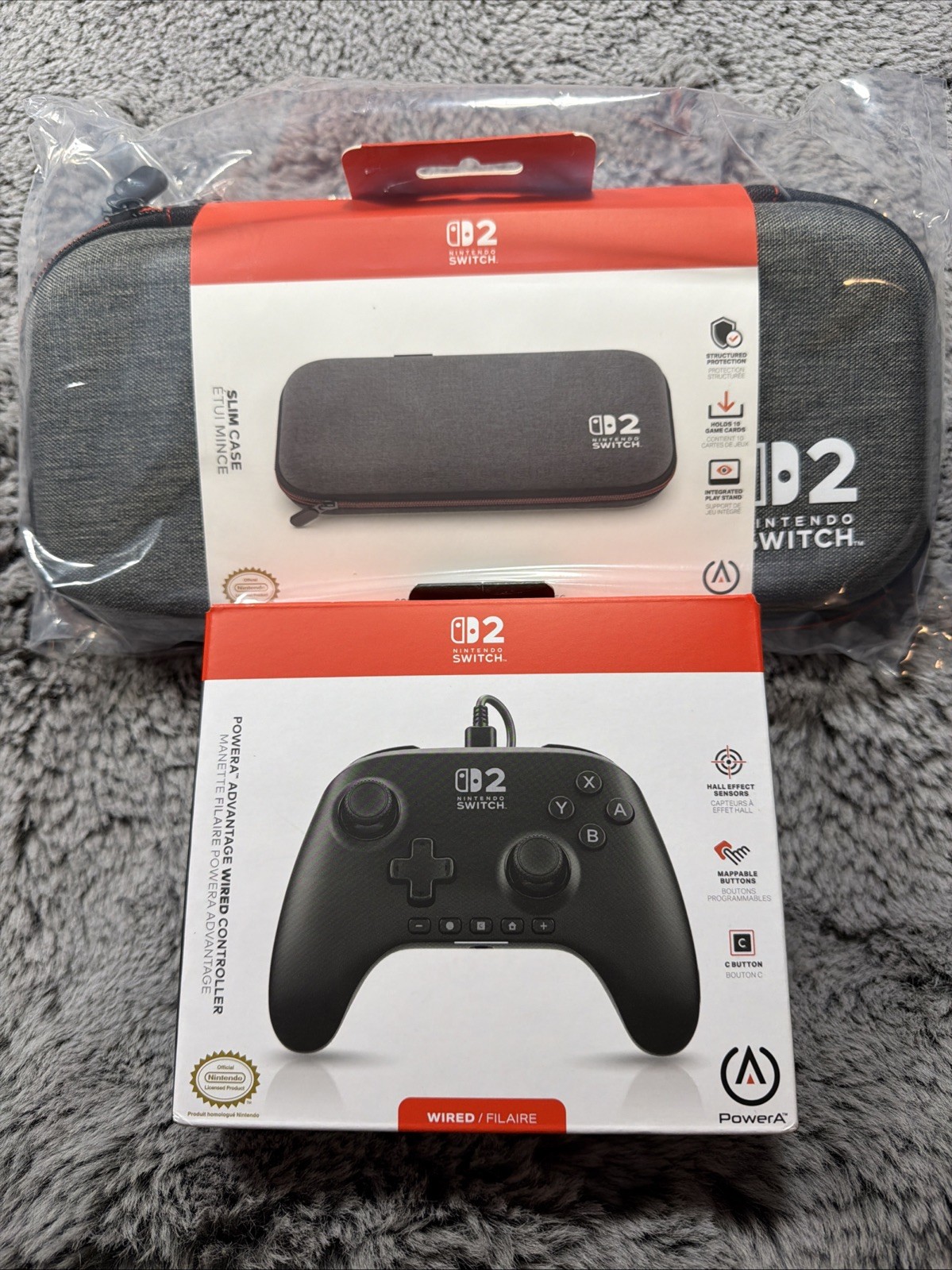 Nintendo Switch 2 Power A Bundle Advantage Wired Controller and Slim Case NEW